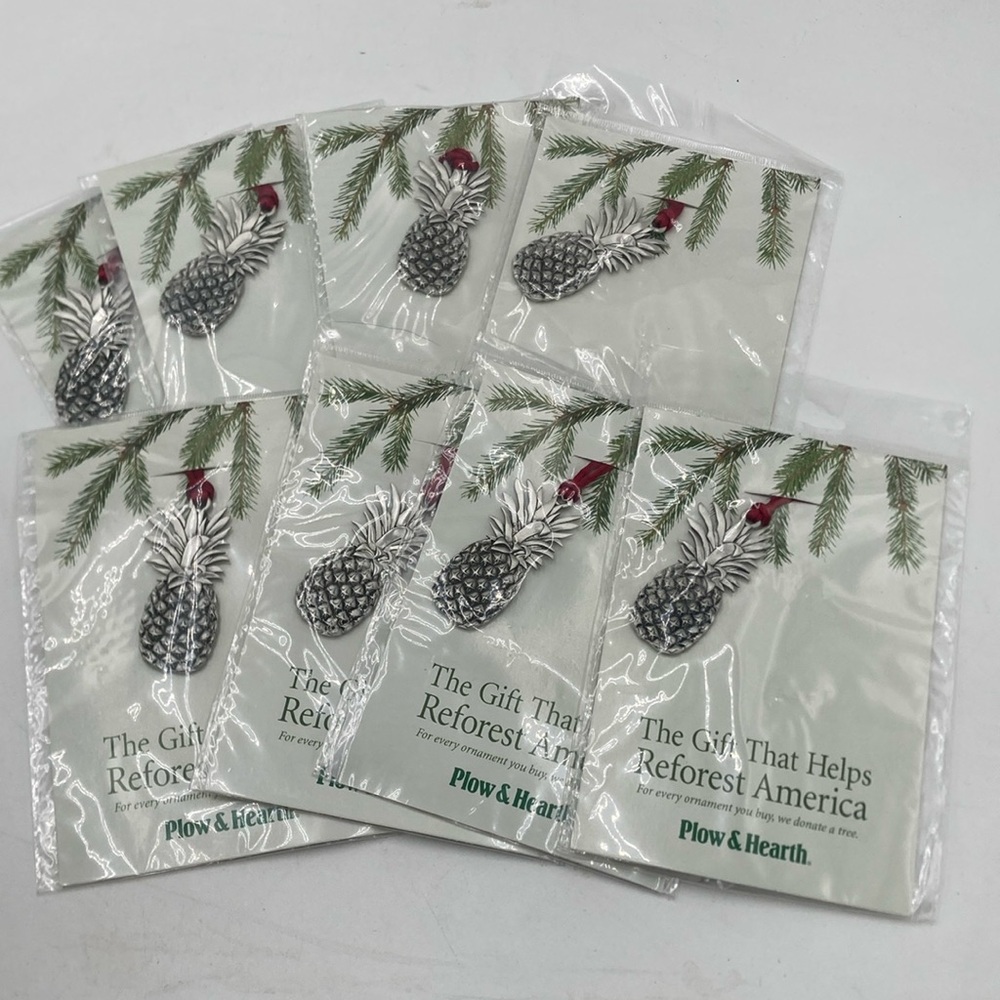 Plow & Hearth Pewter Pineapple Ornaments